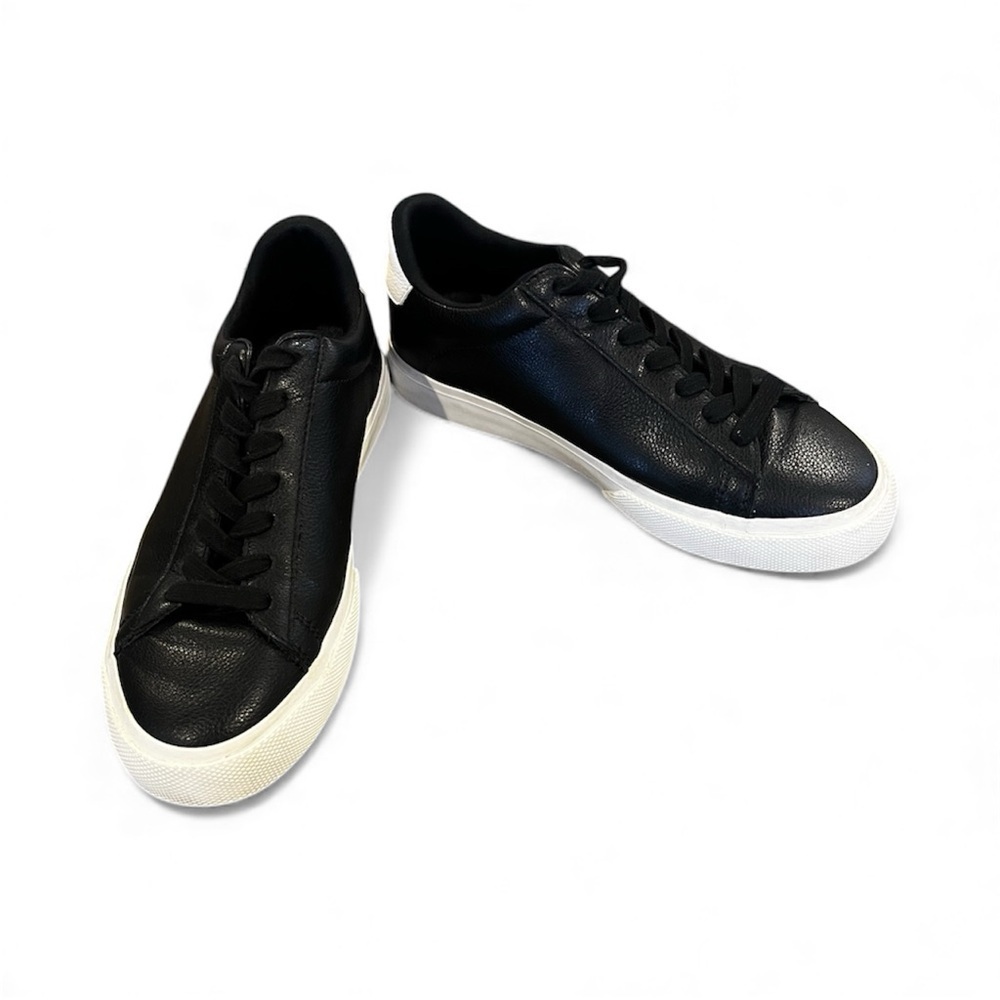 Steve Madden Remi Low Top Sneakers in black leather. - Picture 3 of 6